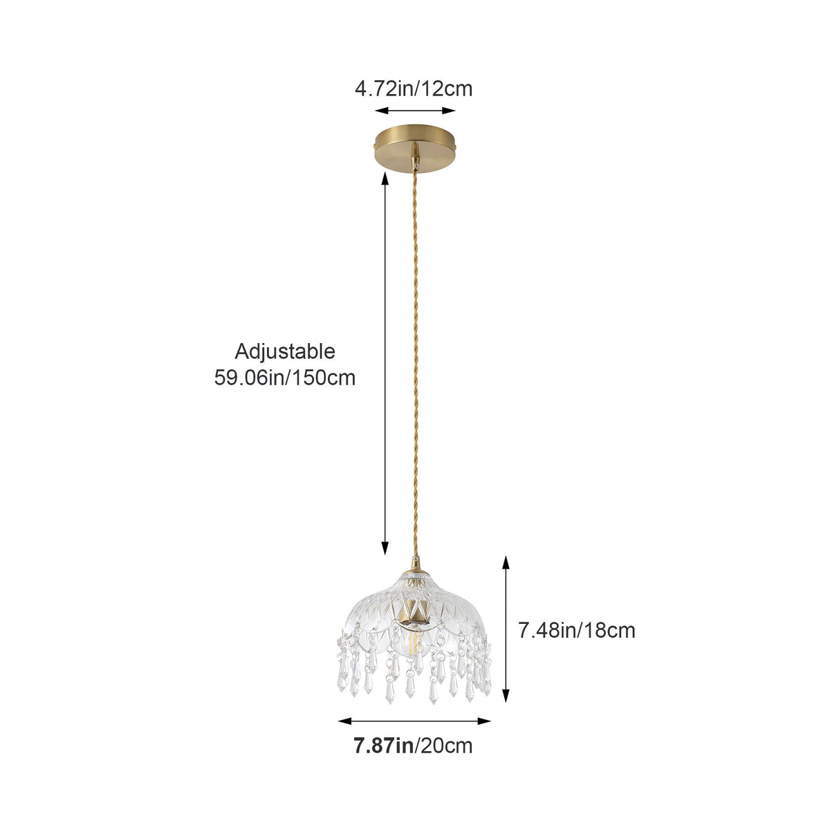 3-Light Clear Crystal Fringe Pendant Light