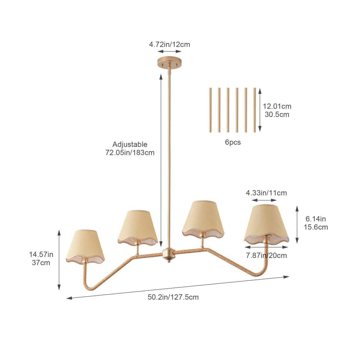 4-Light Farmhouse Kitchen Island Chandelier