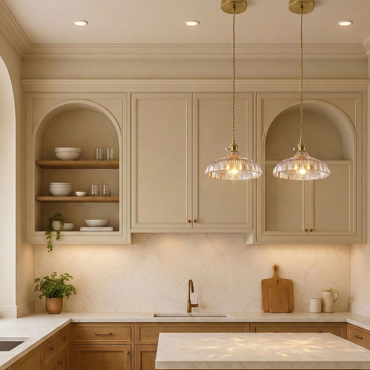1-Light Vintage Glass Pendant Light Kitchen Island Lighting