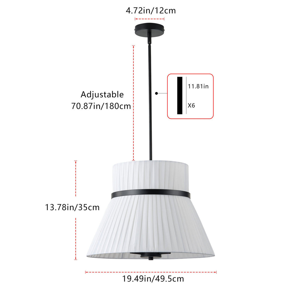 3-Light Creative Flared White Pleated Shade Pendant Lighting