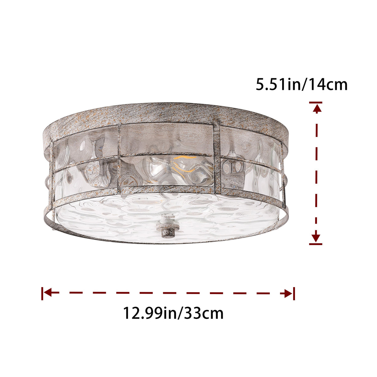 2-Lights Farmhouse Bubble Glass Flush Mount Lighting