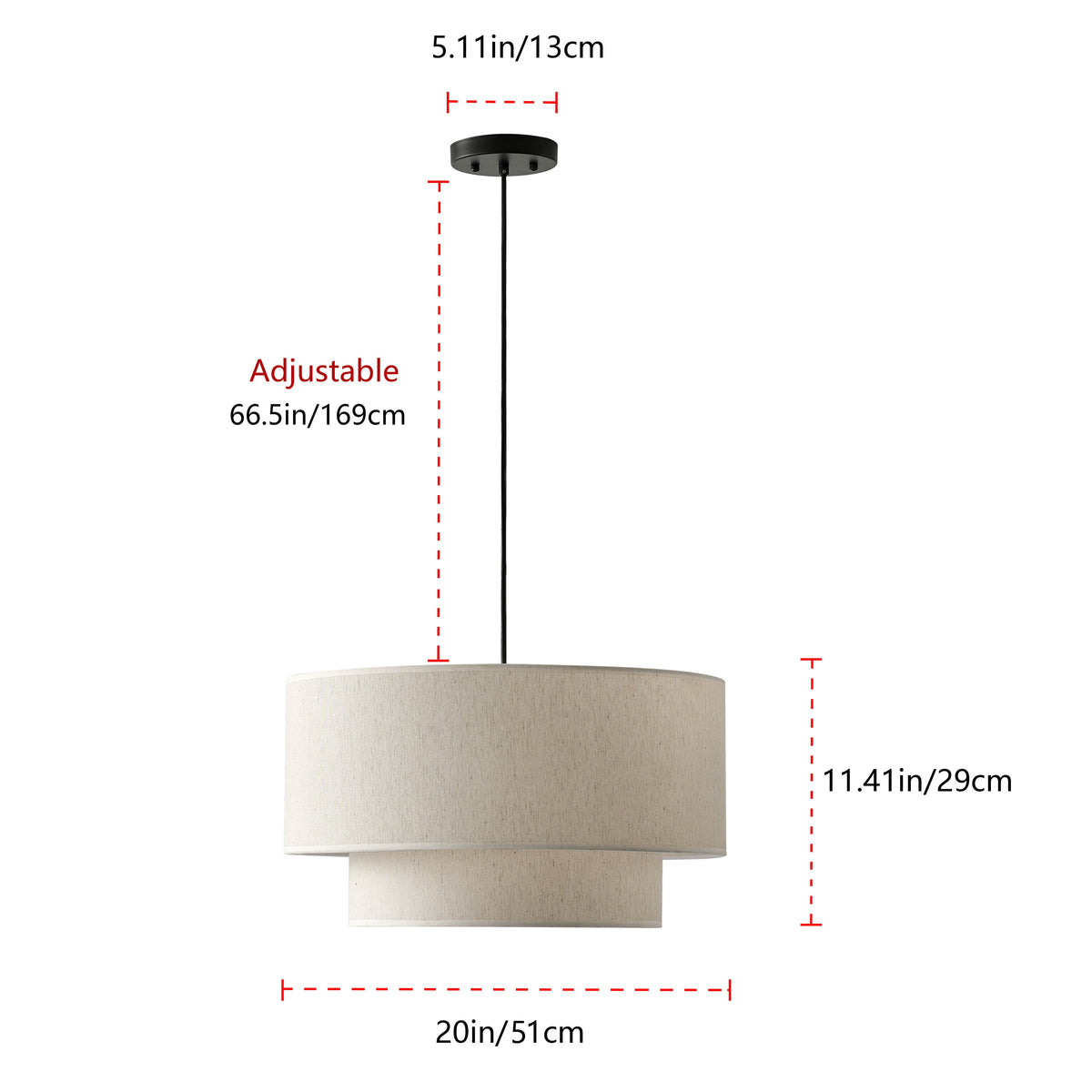 3-Lights Drum Shade Double Layer Deisgn Pendant Lighting