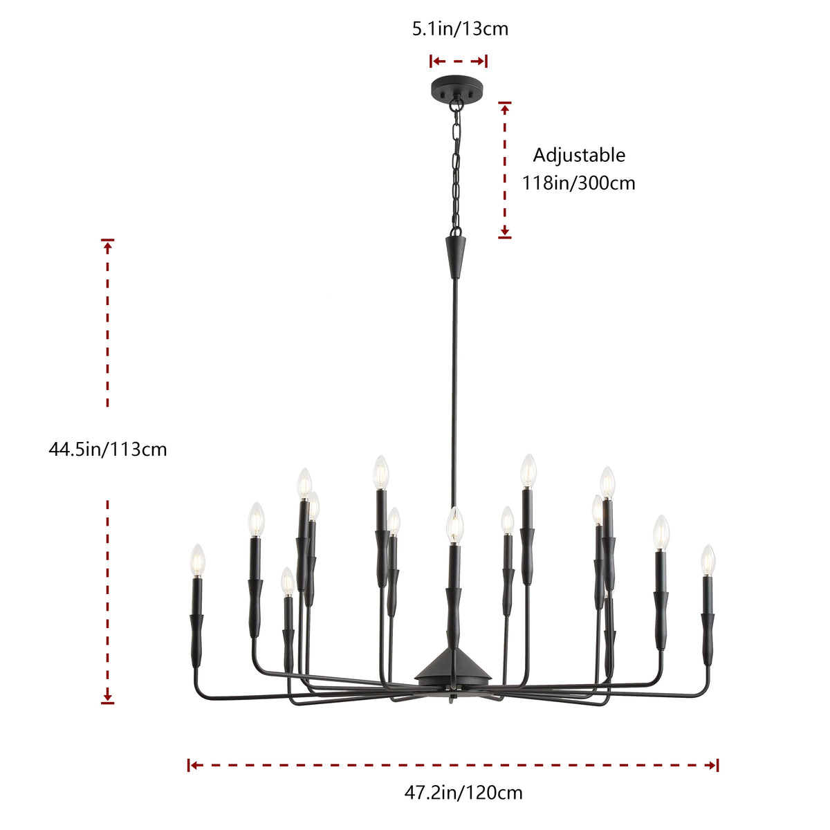 6-Lights & 9-Lights & 16-Lights Small Fresh Candle Shaped Dimmable Chandelier