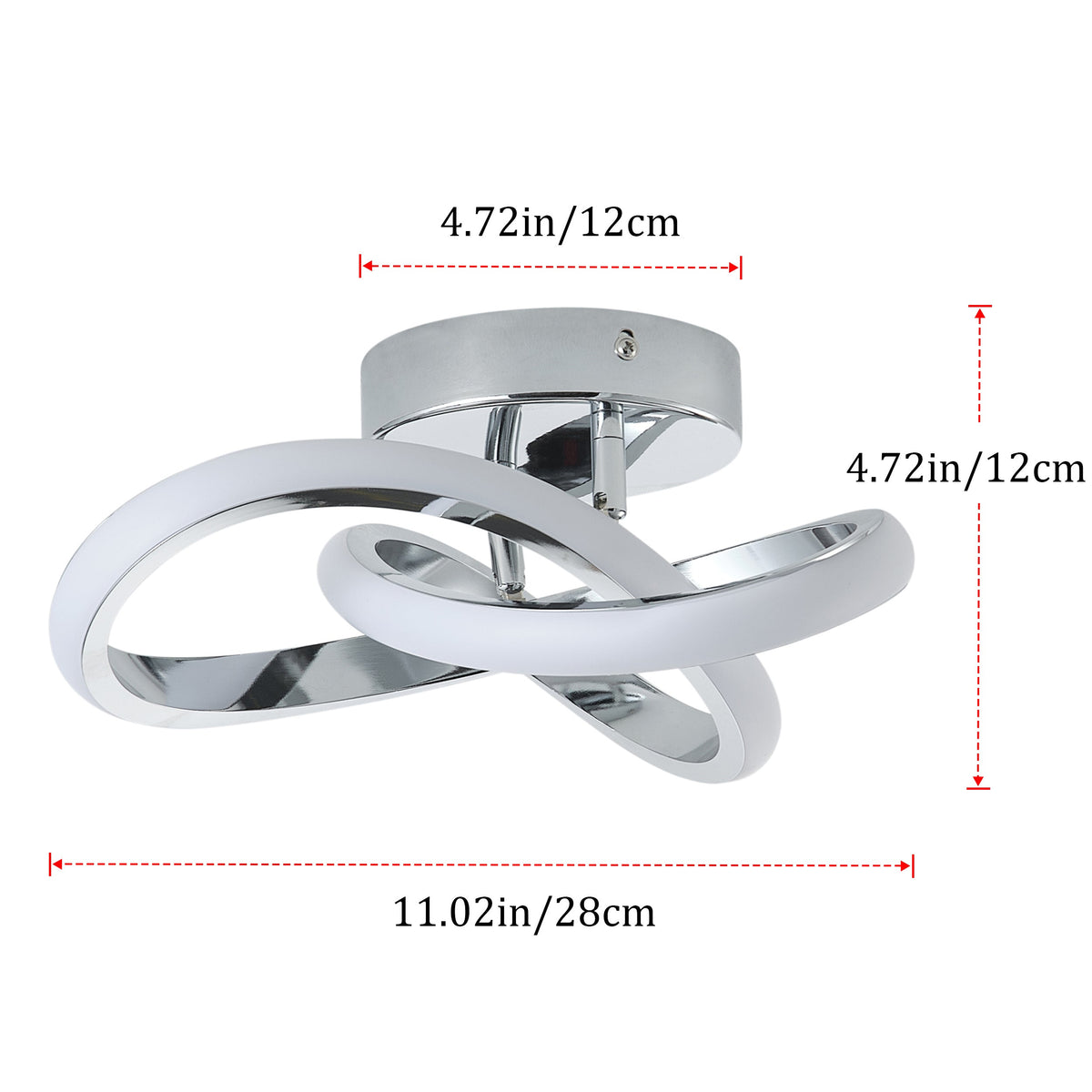 1-Light Modern Chrome LED Ceiling Light Fixture