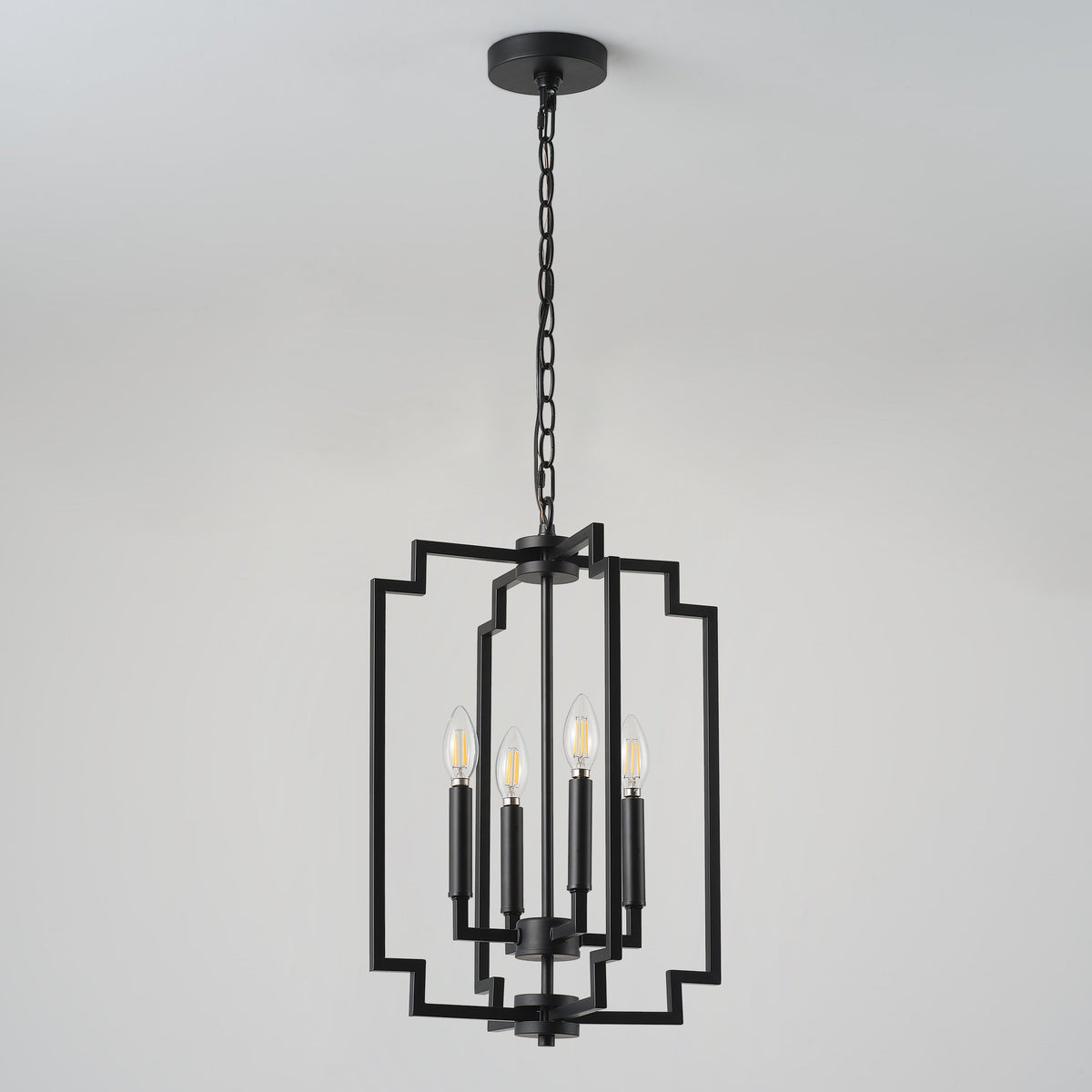 4-Light Modern Black Geometric Pendant Light