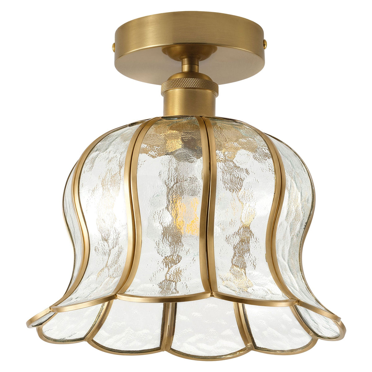 1-Light Green / Gold Semi Flush Mount Light Bedroom Glass Ceiling Light