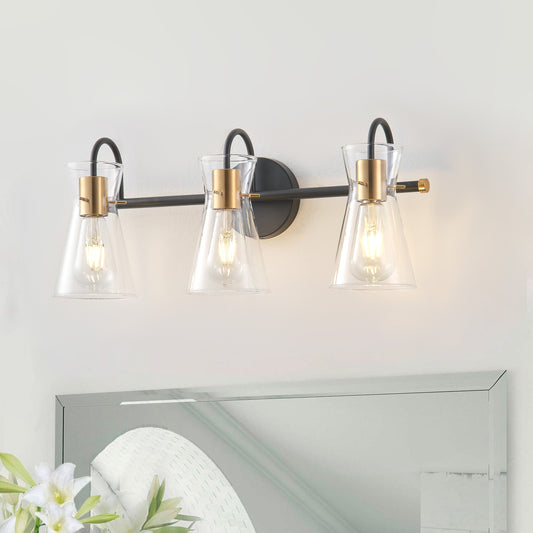3-Light & 4-Light Vintage Style Dimmable Bathroom Clear Glass Wall Vanity Lighting