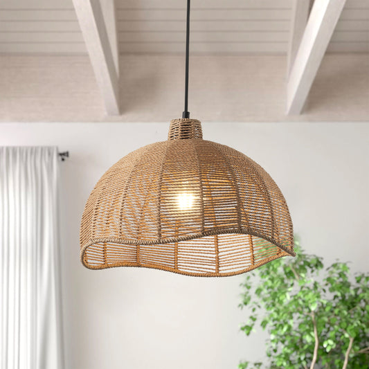 1-Light Brown Creative Rattan Bohemia Pendant Lighting