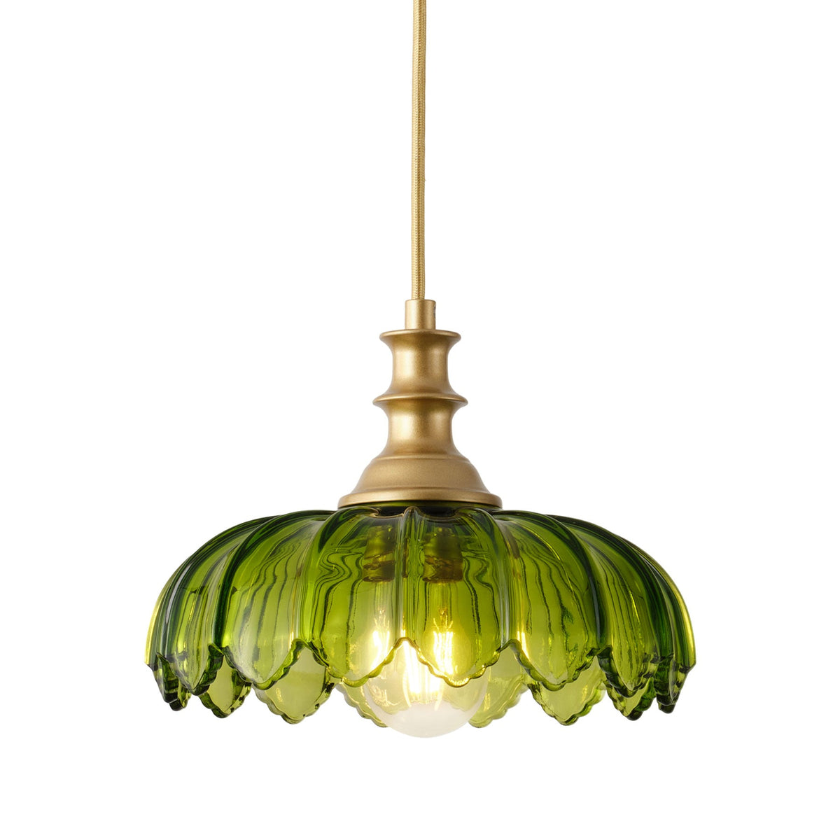 1-Light Amber/ Green/ Clear Vintage Petal Glass Pendant Light