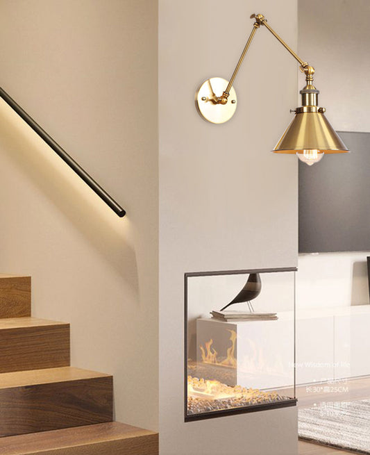 1-Light Adjustable Metal Industrial Swing Arm Wall Sconces
