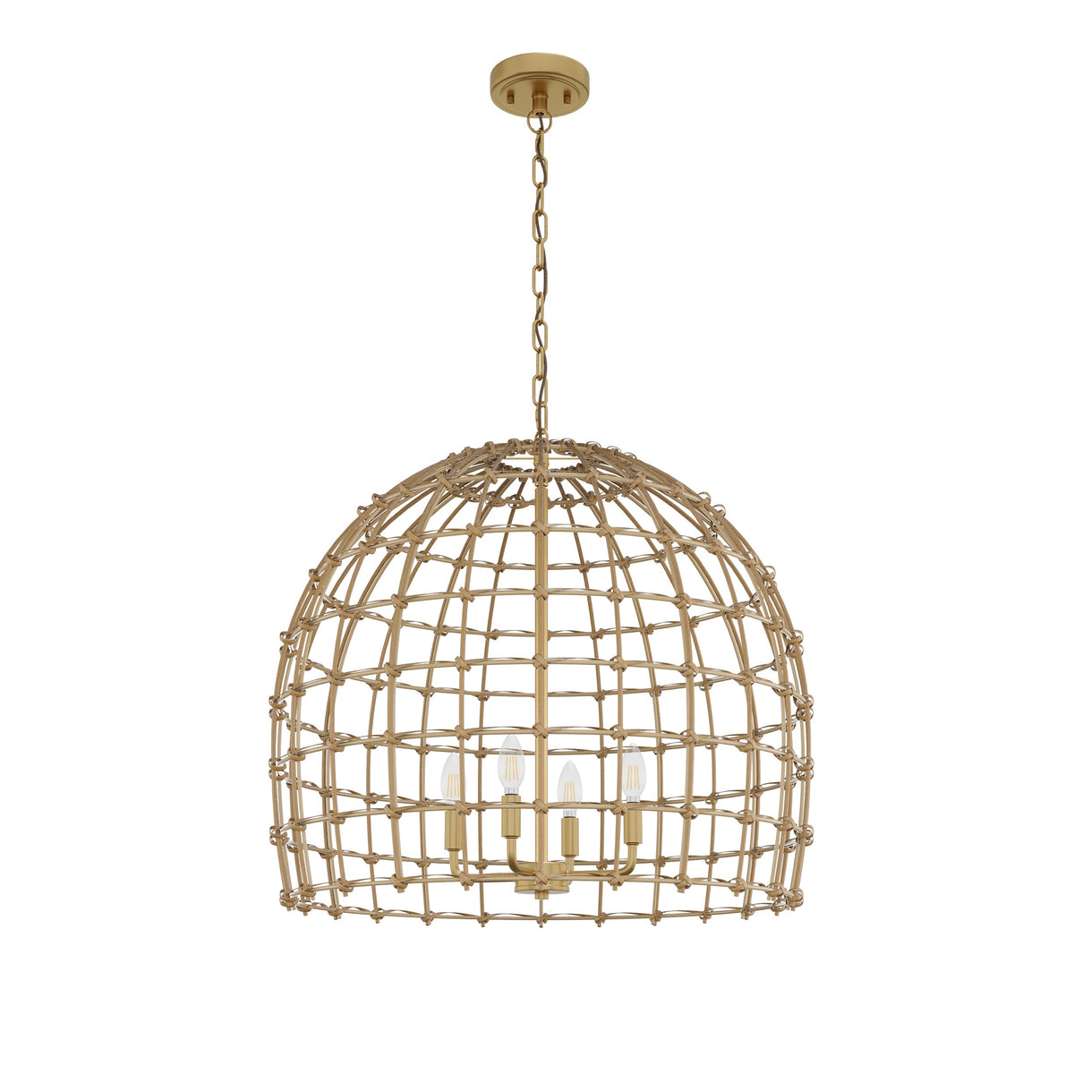 4-Lights Bell Shape with Sturdy Metal Frame Bohemia Pendant Lighting