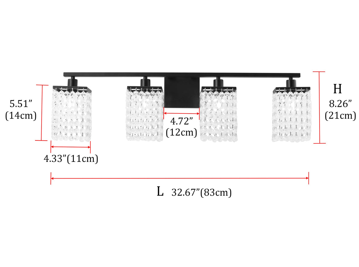 3-Lights & 4-Lights Crystal Square Design Vanity Lighting