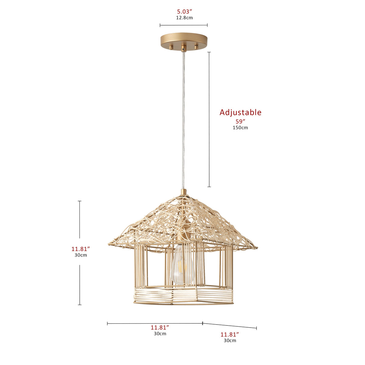 1-Light House Shape Lampshade Openwork Design Pendant Lighting