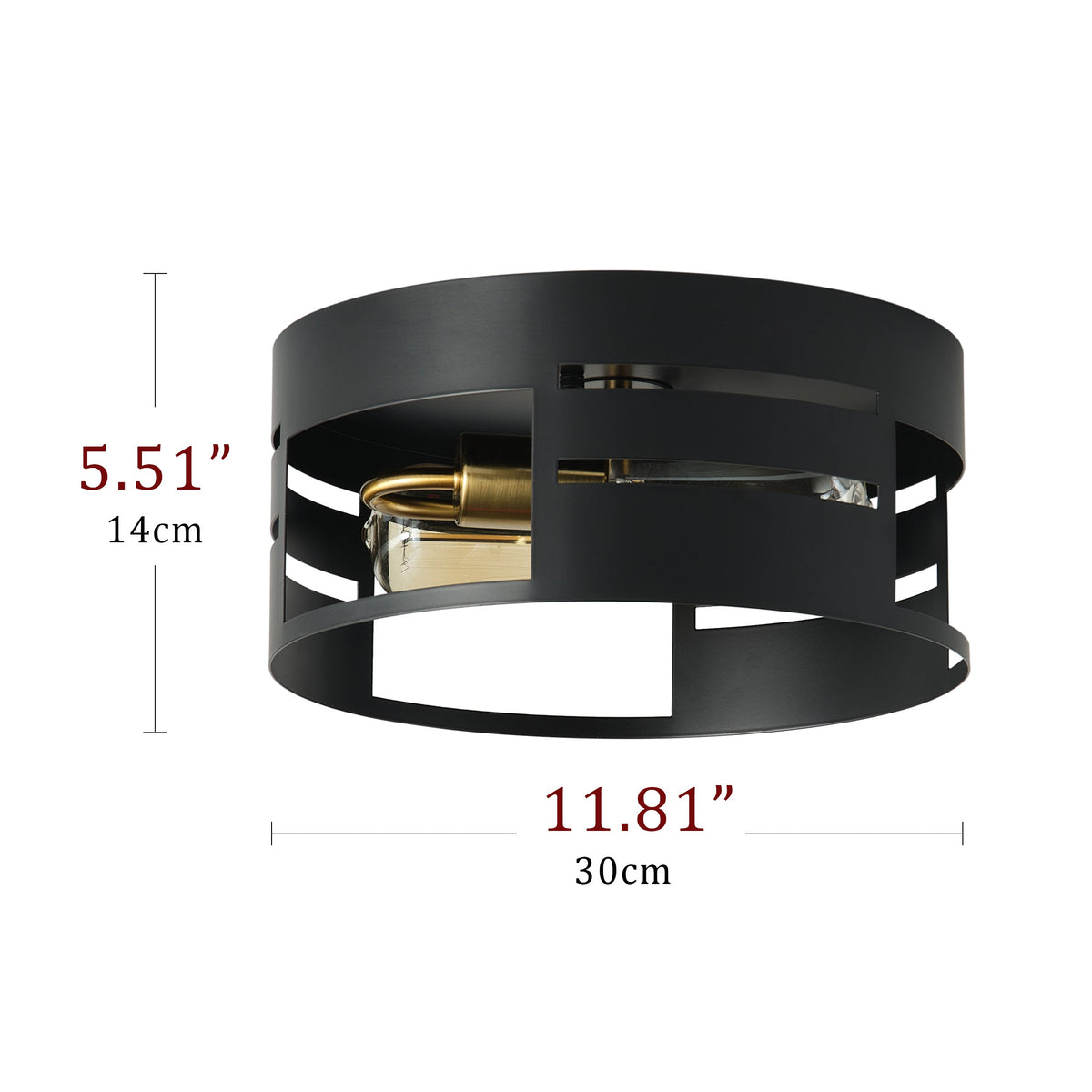2-Light Simple Black Hollow Out Flush Mount Lighting