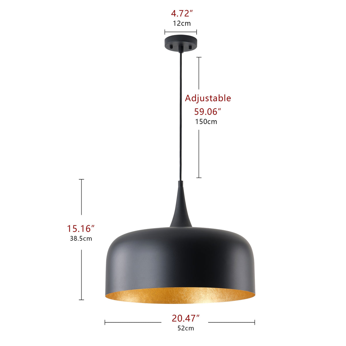 1-Light Oversize Industrial Style Bowl Shade Pendant Lighting