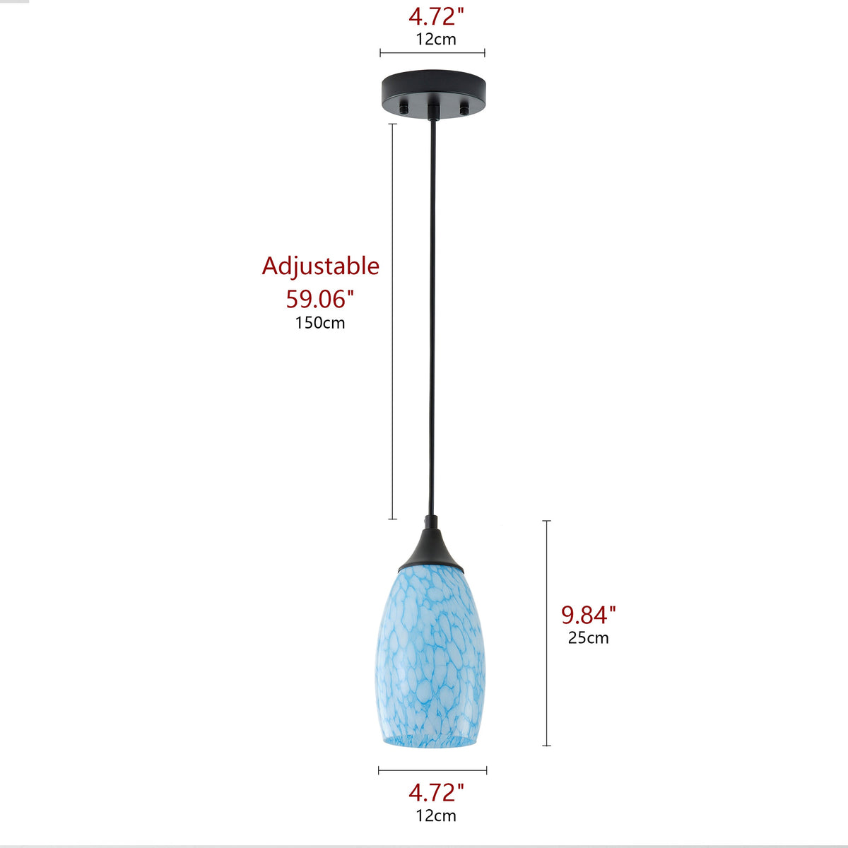 1-Light Modern Art Glass Pendant Marble Shade for Kitchen Island