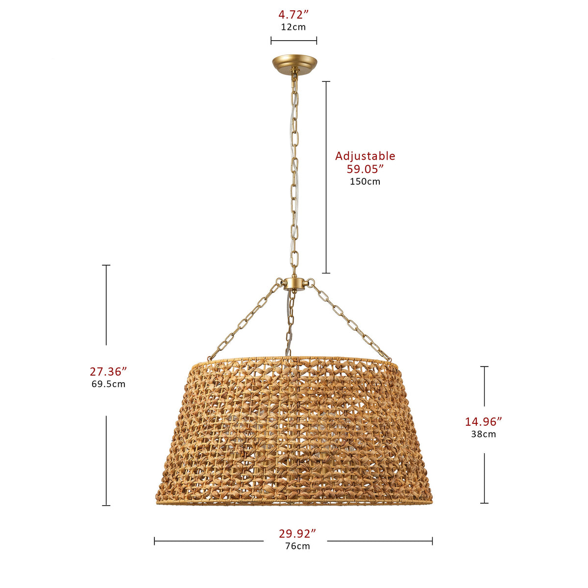 6-Lights Bell-Shaped Aquatic Plant Weaving Oversize Pendant Lighting