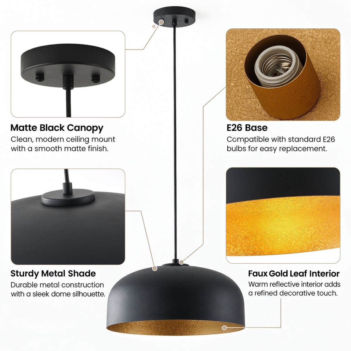 1-Light Industrial Two Sizes Bowl Shade Pendant Lighting