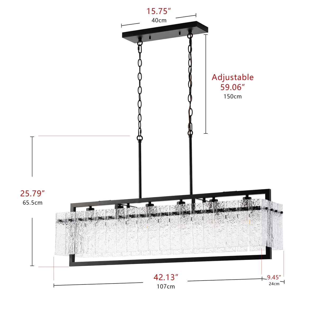 6-Light Clear Glass Pieces Design for Kitchen Island