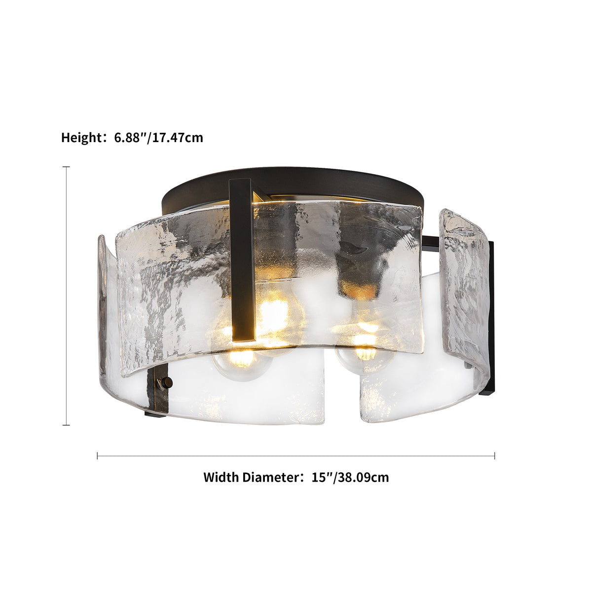 3-Lights Water Streaks Design Flush Mount Lighting