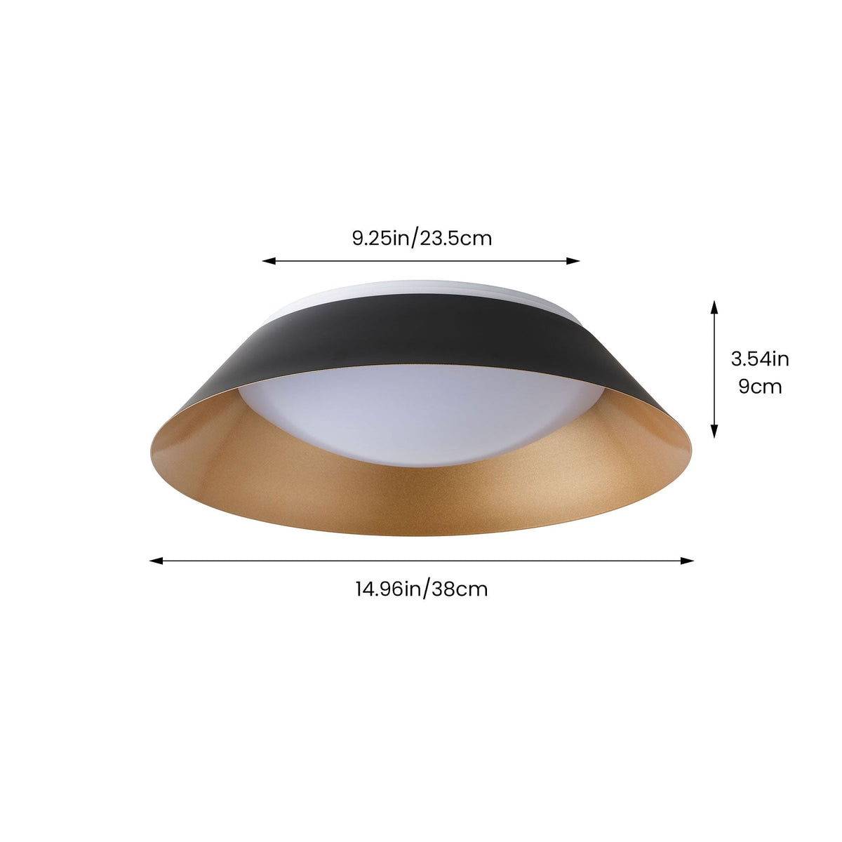 1-Light Black Gold LED Flush Mount Ceiling Light
