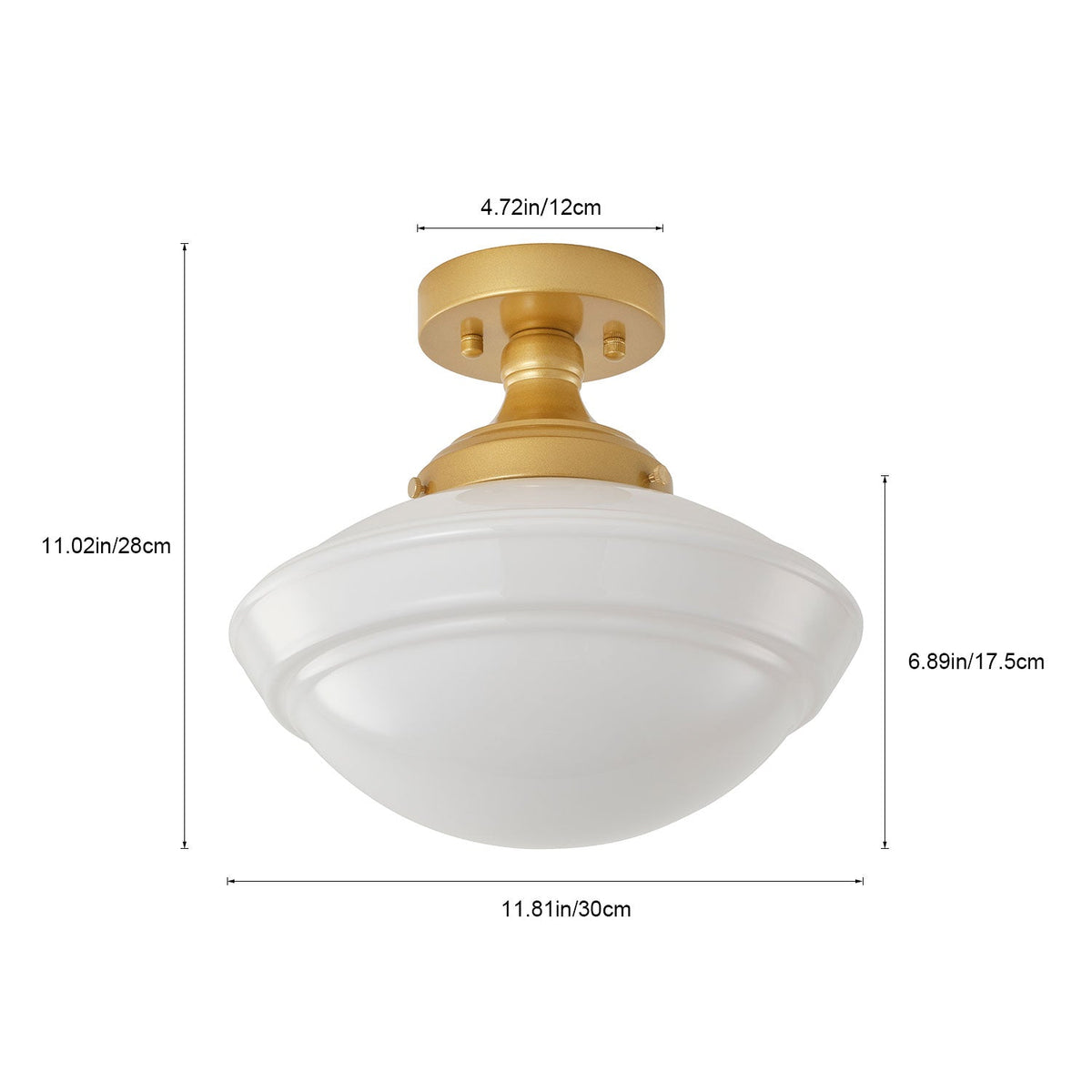 1-Light Farmhouse Semi Flush Mount Ceiling Light