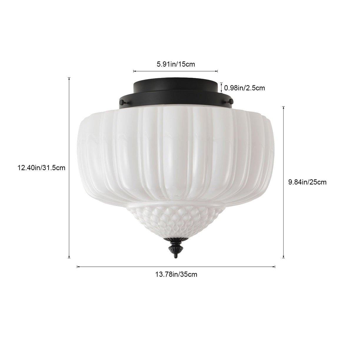 3-Light Farmhouse Fluted Glass Ceiling Light