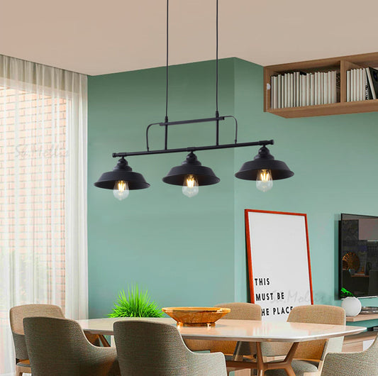 3-Lights Vintage Metal Plate Design Kitchen Island Lights