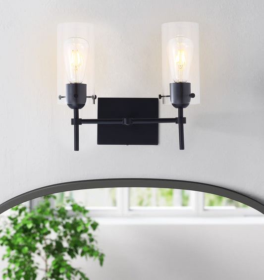 2-Lights & 3-Lights Symmetrical Glass Cylinder Vanity Lighting