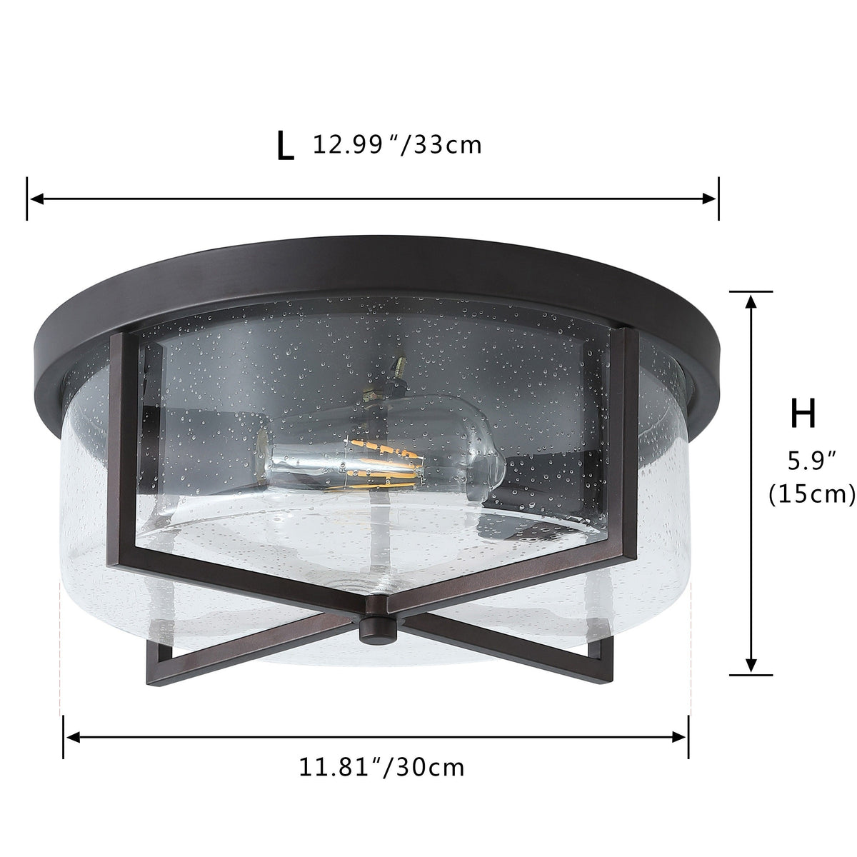 2-Lights Drum Glass Shell Flush Mount Lighting