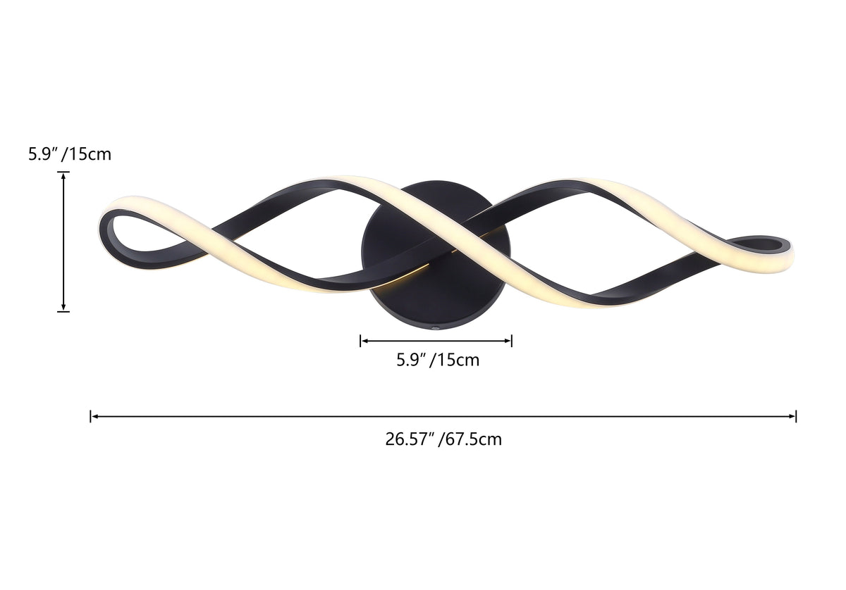 1-Light Special Wavy Linear Design LED Vanity Lighting