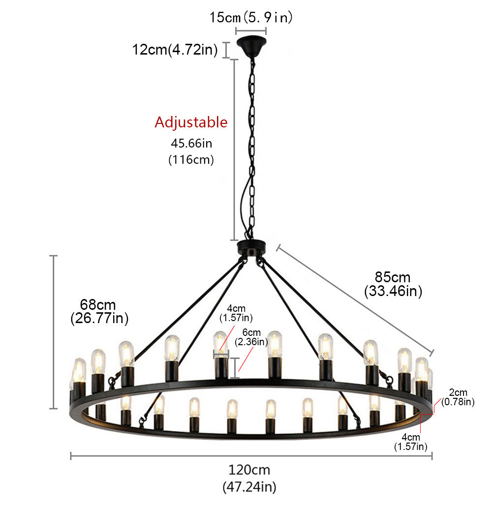 24-Lights Candle Wheel Design Chandelier
