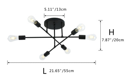 6-Lights Geometric Shape Semi-Flush Mount Lighting