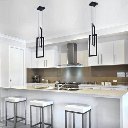 2-Lights Two Rectangle Stacked LED Chandelier