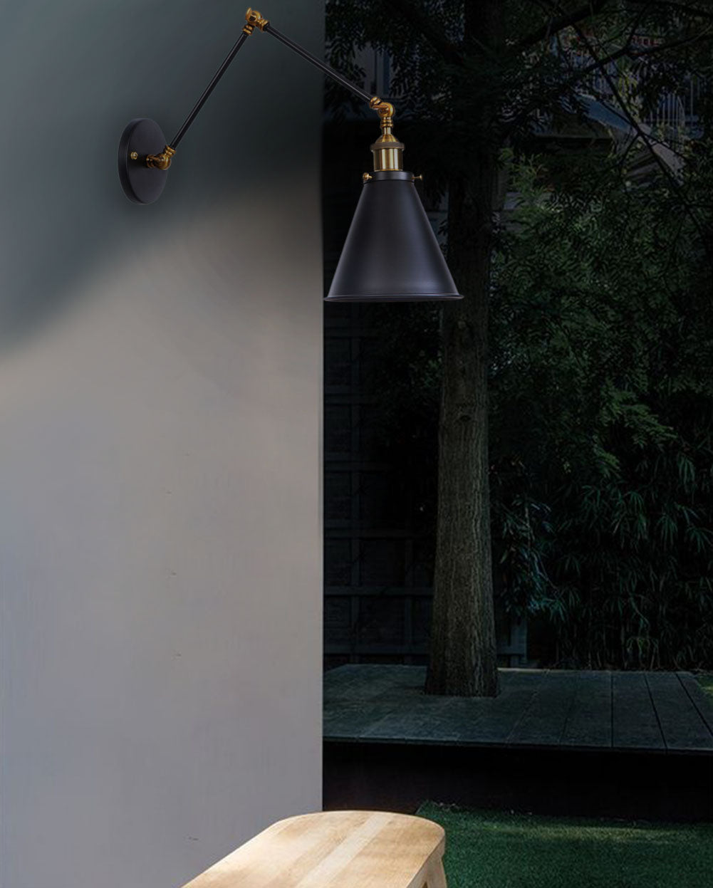 1-Light Metal Industrial Swing Arm Wall Sconces