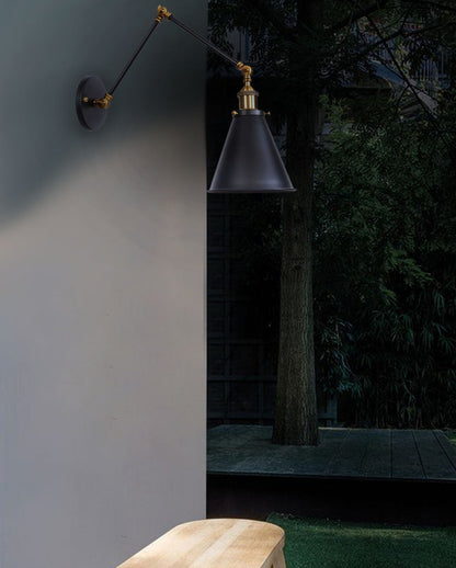 1-Light Metal Industrial Swing Arm Wall Sconces
