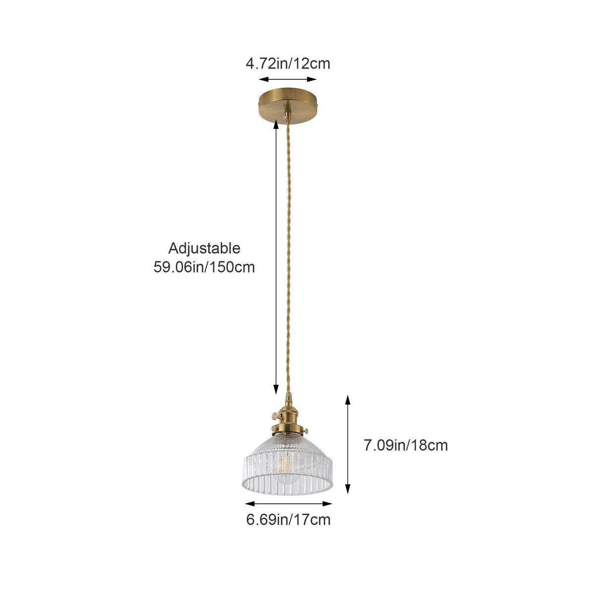 1-Light Reeded Cylinder Pendant for Kitchen Island