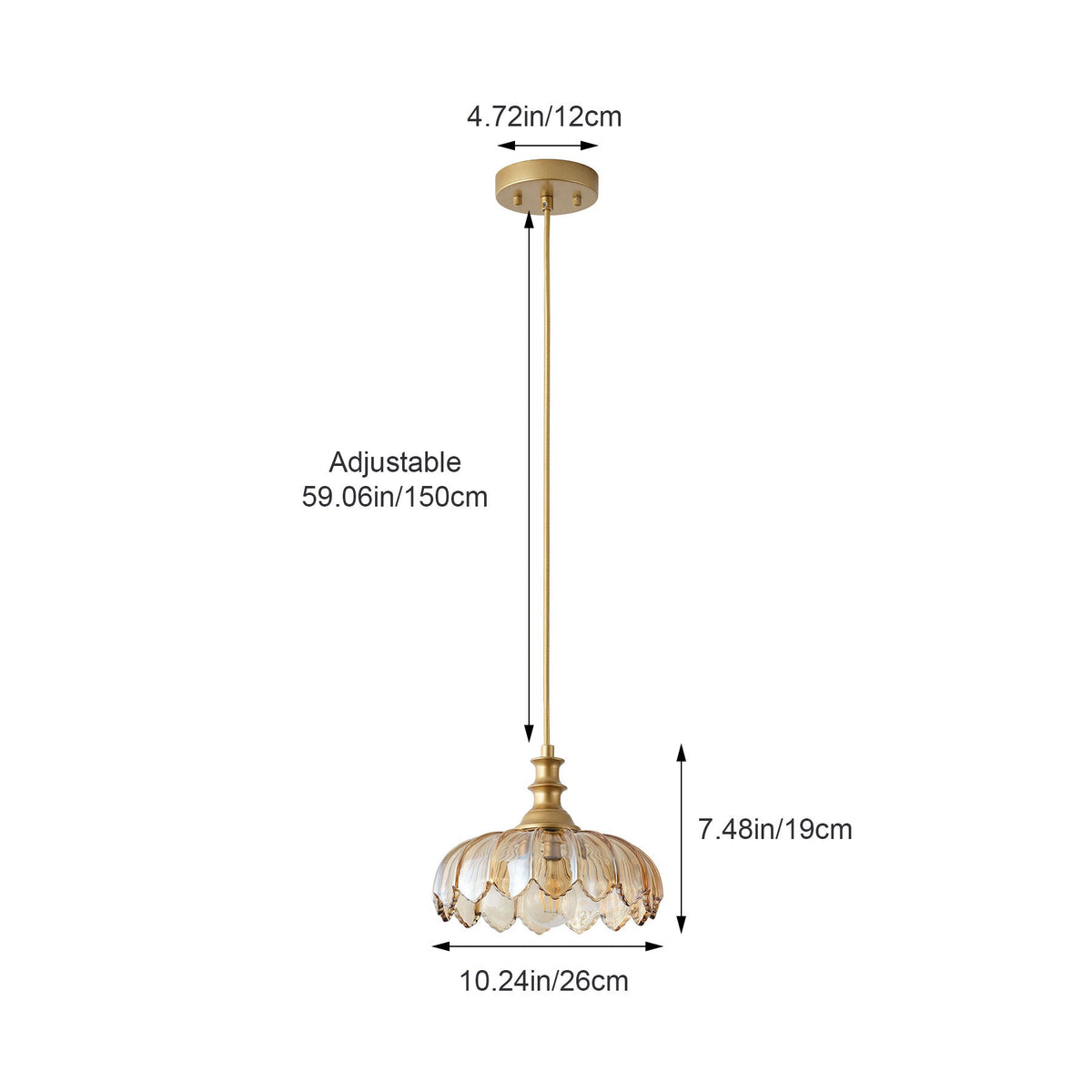 1-Light Amber/ Green/ Clear Vintage Petal Glass Pendant Light