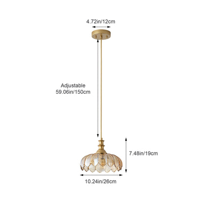 1-Light Amber/ Green/ Clear Vintage Petal Glass Pendant Light