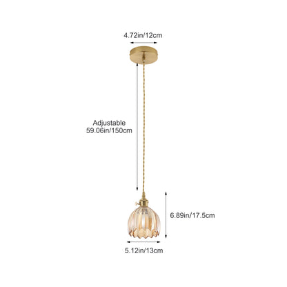 1-Light Amber Glass Pendant Light for Kitchen Island