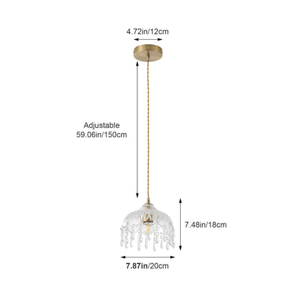 3-Light Clear Crystal Fringe Pendant Light