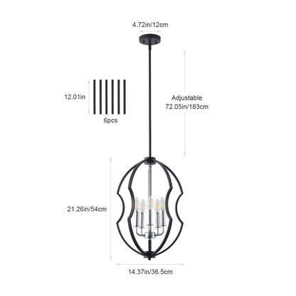 5-Light Black Farmhouse Cage Chandelier for Dining Room