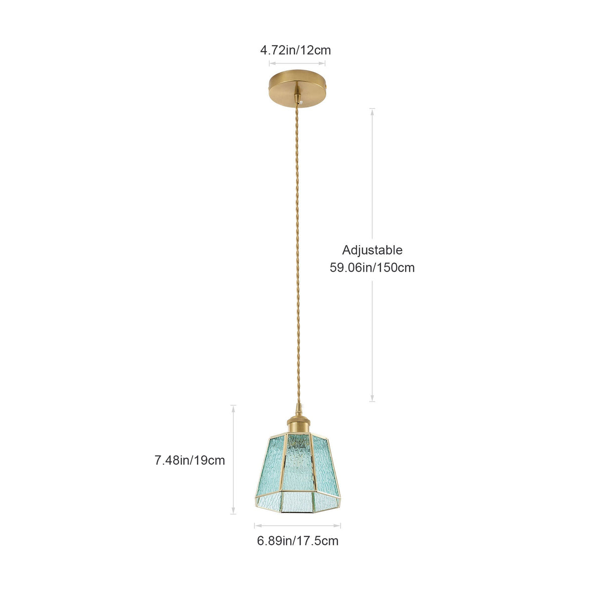 1-Light Blue Glass Pendant Light for Kitchen Island