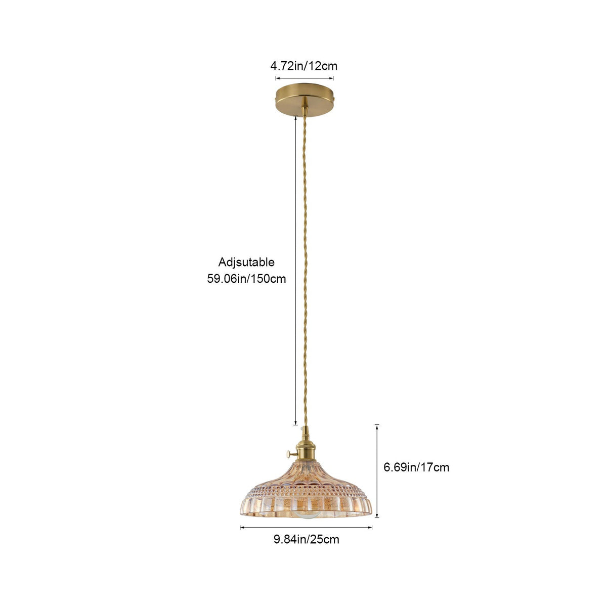 1-Light Vintage Glass Pendant Light Kitchen Island Lighting