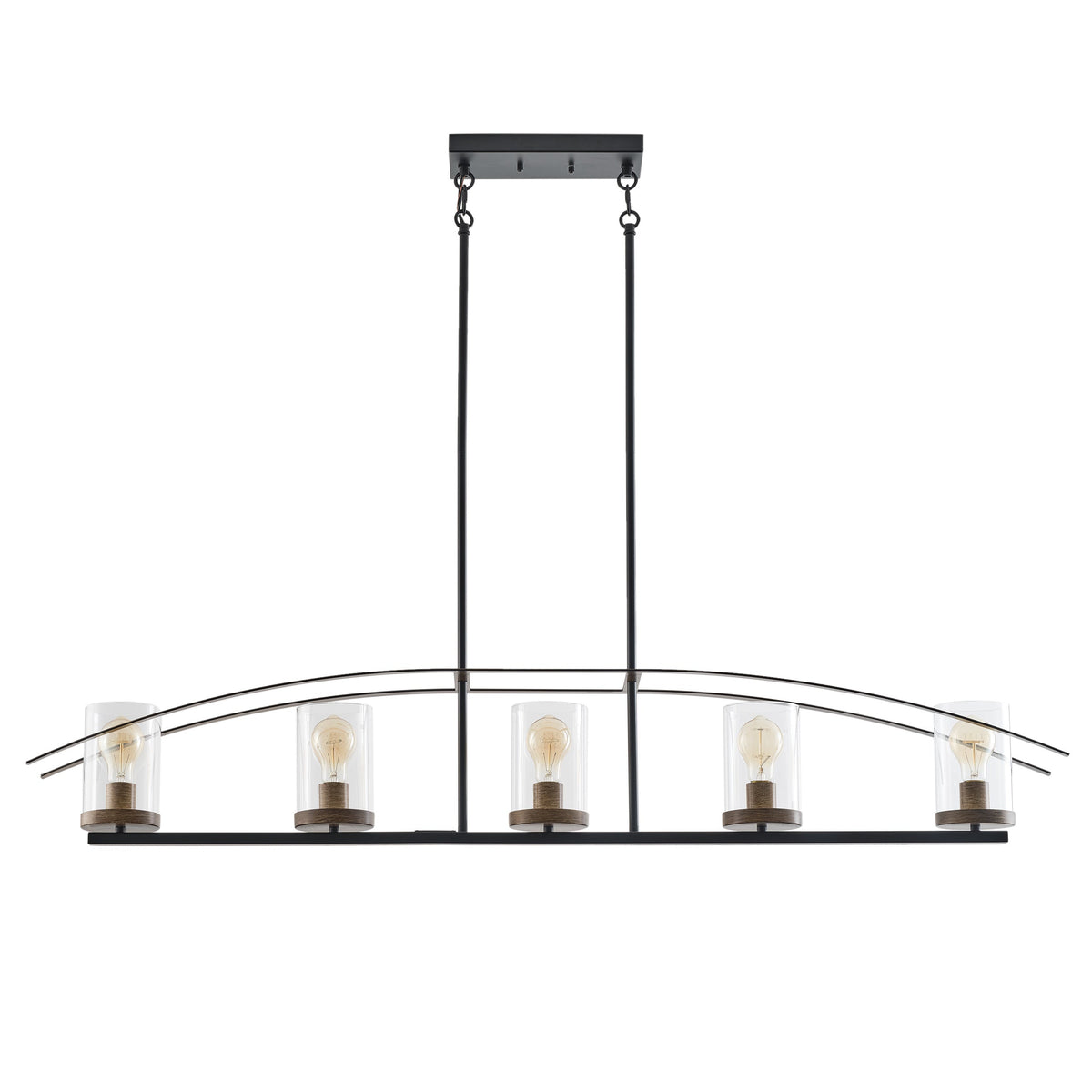 5-Lights Arch Dimmable Glass Adjustable Chandelier Kitchen Island Lights
