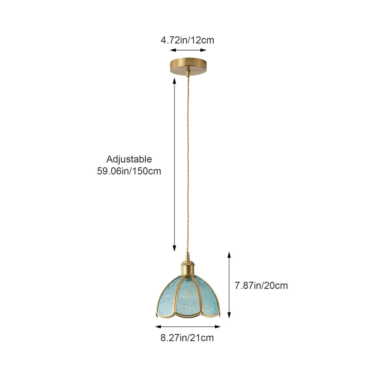 1-Light Blue Glass Pendant Light for Kitchen Island