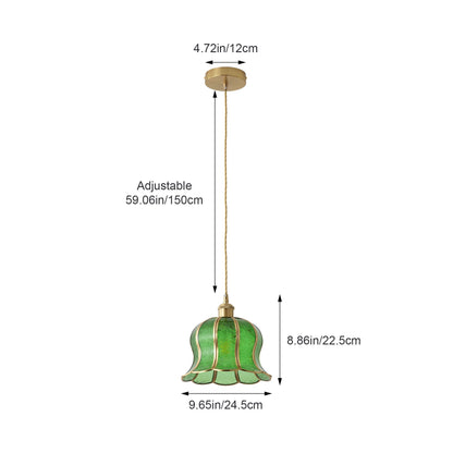 1-Light Tiffany Style Green Glass Kitchen Pendant Light