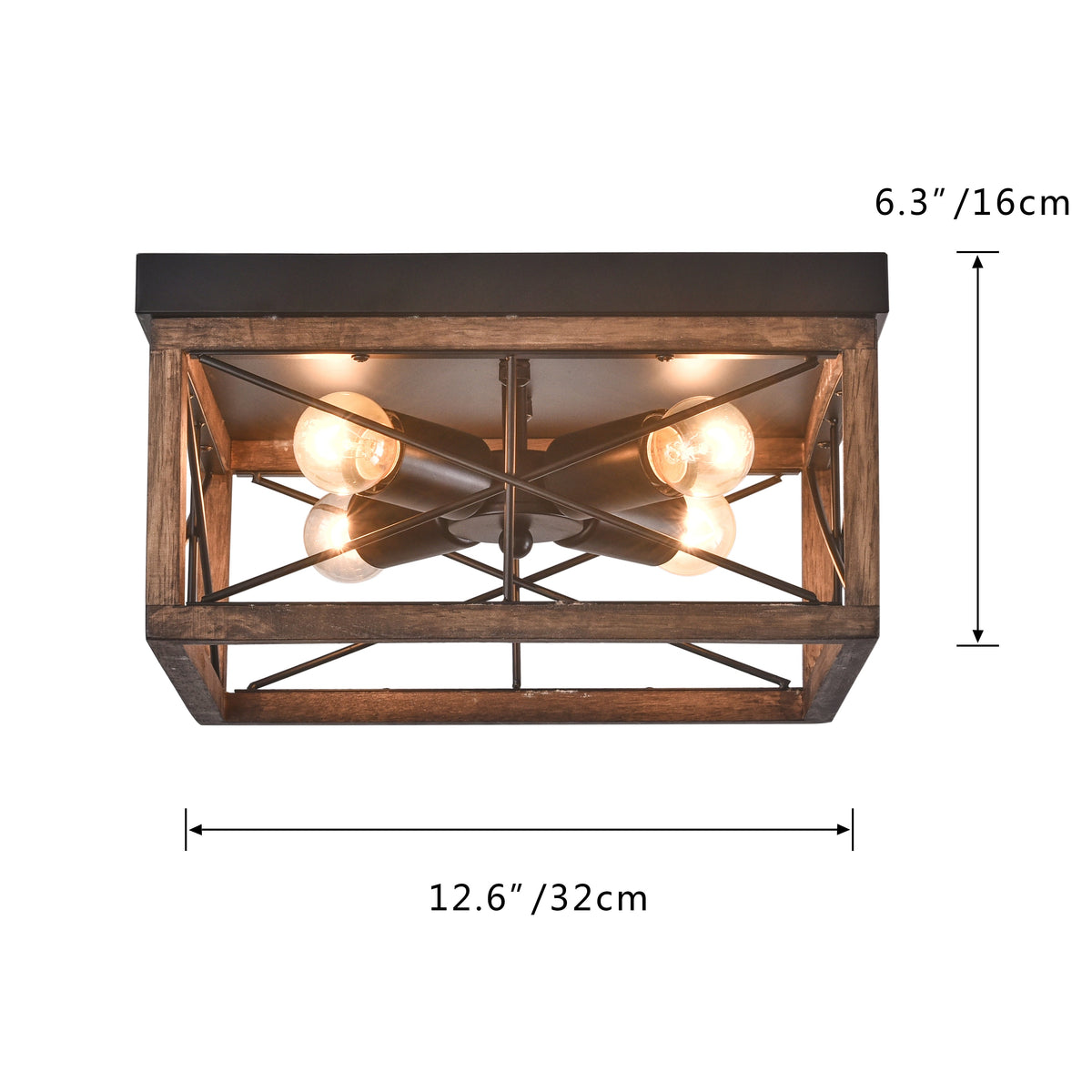 4-Lights Square Wavy Linear Design Flush Mount Lighting