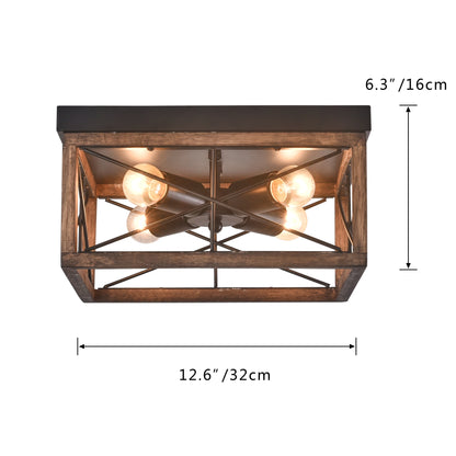4-Lights Square Wavy Linear Design Flush Mount Lighting