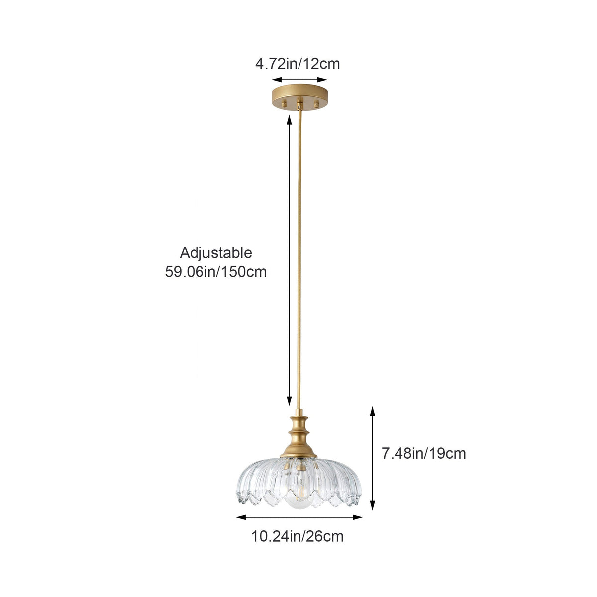 1-Light Amber/ Green/ Clear Vintage Petal Glass Pendant Light